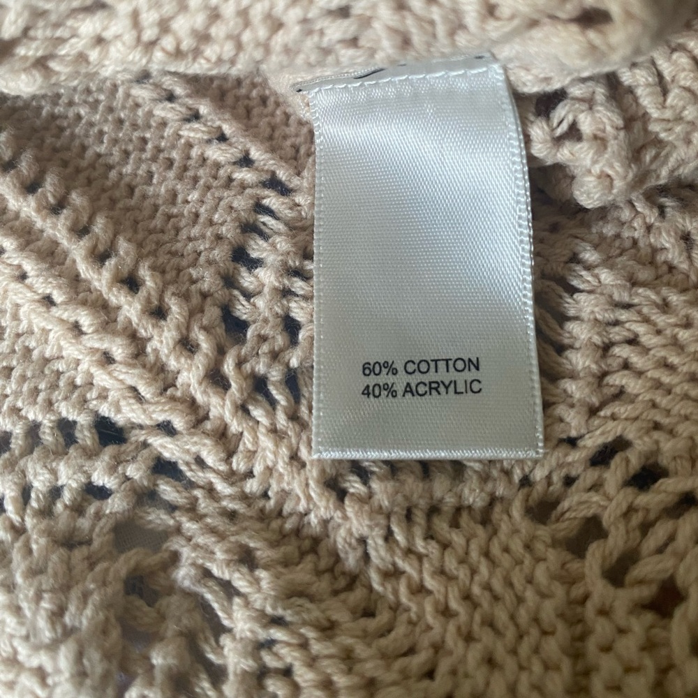 Joie Open-Knit Crochet-Inspired Cardigan Sweater Beige M NWT - Picture 14 of 14